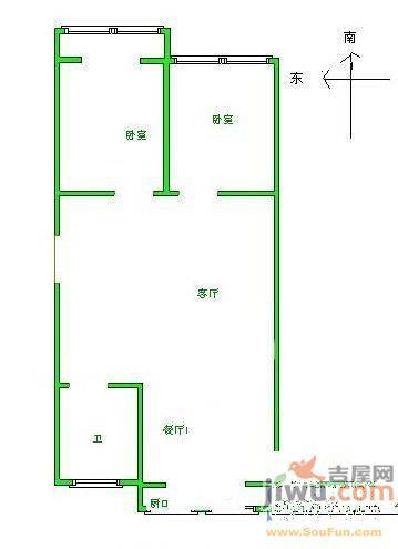 德源里3室1厅1卫65㎡户型图