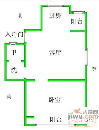 德源里3室1厅1卫65㎡户型图