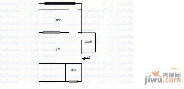 德源里3室1厅1卫65㎡户型图