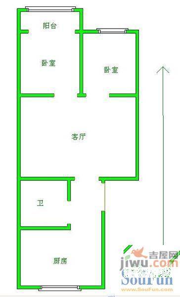 德源里3室1厅1卫65㎡户型图