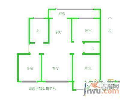 德源里3室1厅1卫65㎡户型图