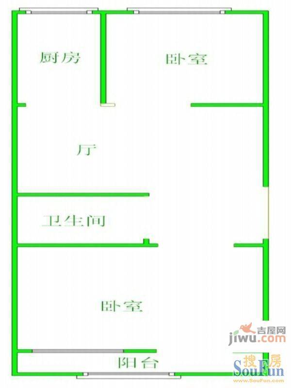 德源里3室1厅1卫65㎡户型图