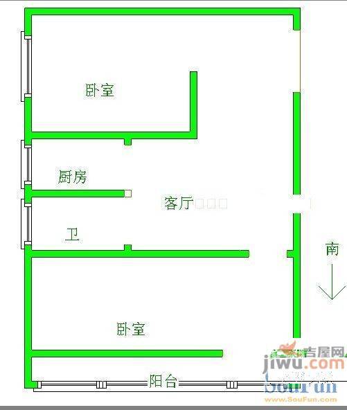 德源里3室1厅1卫65㎡户型图