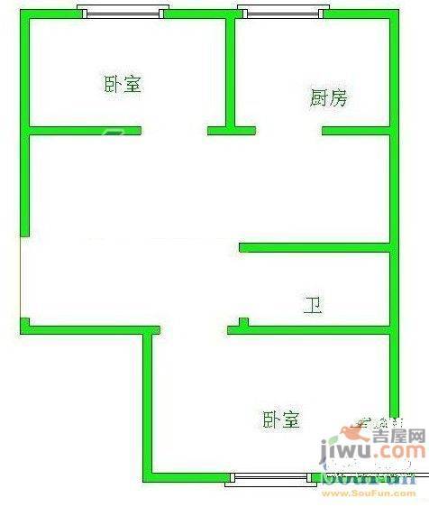 德源里3室1厅1卫65㎡户型图