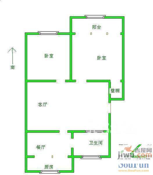 德源里3室1厅1卫65㎡户型图