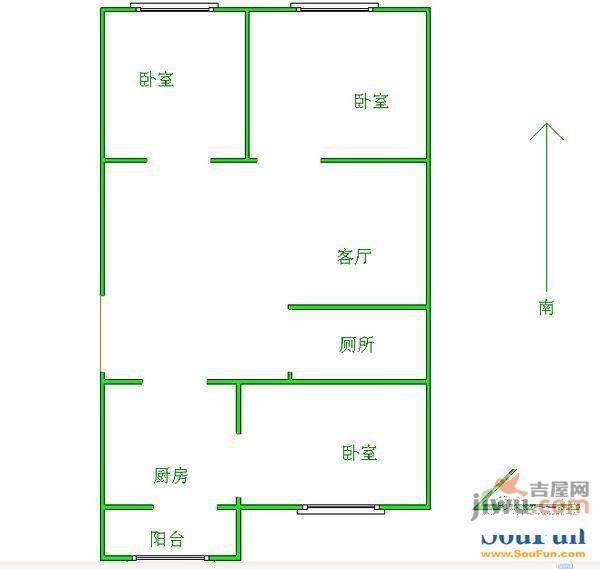 德源里3室1厅1卫65㎡户型图