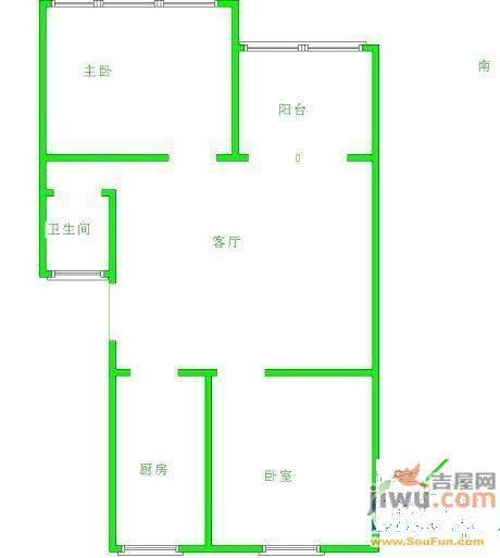 德源里3室1厅1卫65㎡户型图