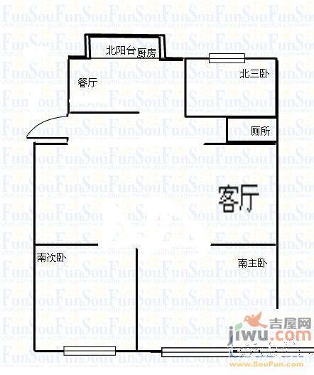 德源里3室1厅1卫65㎡户型图