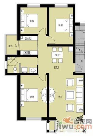 亨泰公寓3室2厅1卫118.9㎡户型图