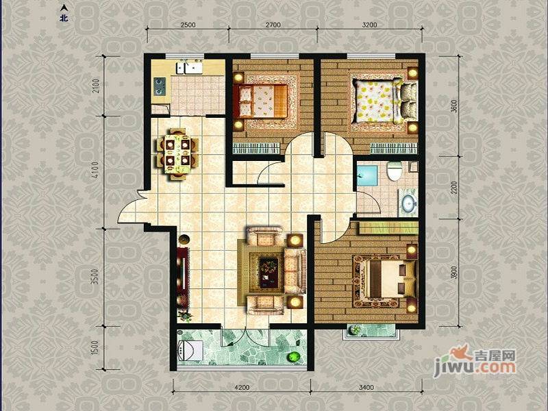 迁安天洋城4代3室0厅1卫113㎡户型图