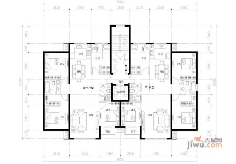 金瑞国际普通住宅134.7㎡户型图