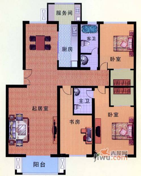 盛世景苑
                                                            3房2厅1卫
