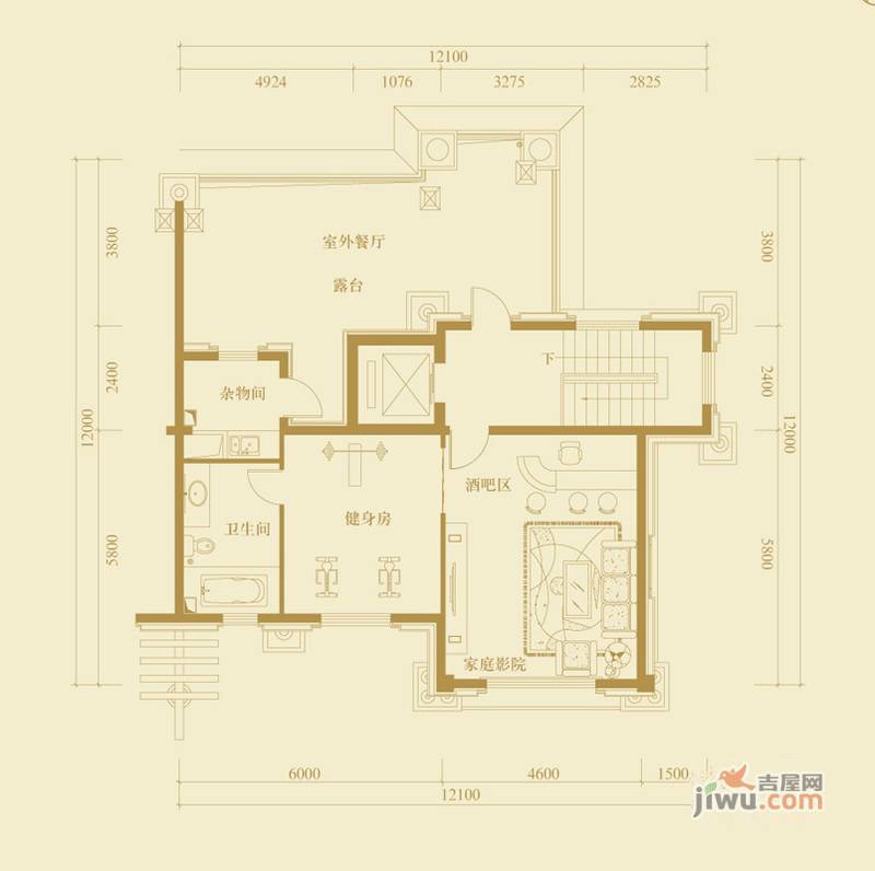 星河公馆2室3厅1卫455㎡户型图