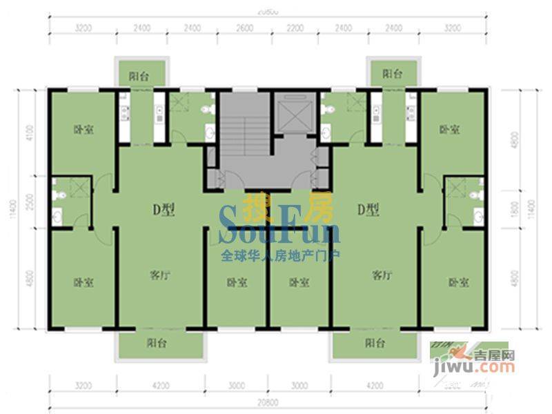 凤凰春城3室1厅2卫127.3㎡户型图