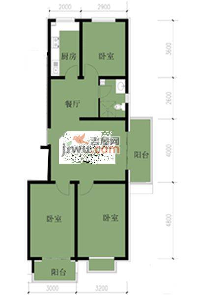 凤凰春城3室2厅1卫102.5㎡户型图