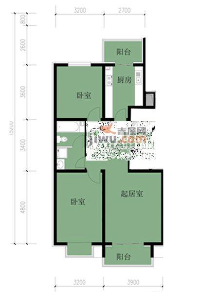 凤凰春城2室1厅1卫92.9㎡户型图