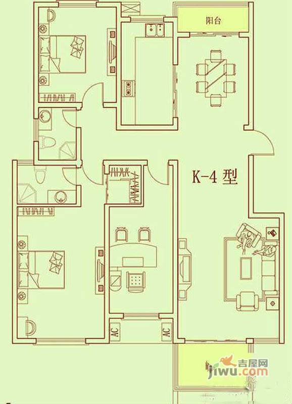 滨河悦城3室2厅2卫户型图