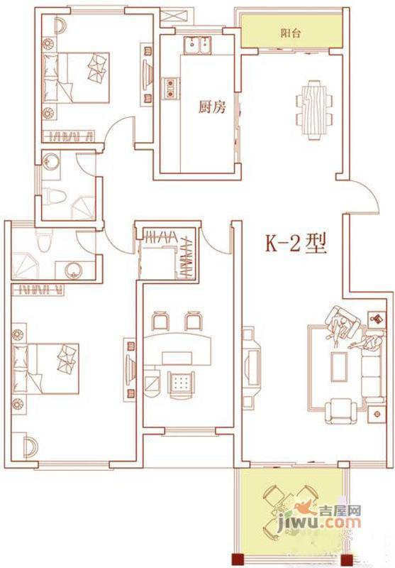 滨河悦城3室2厅2卫户型图
