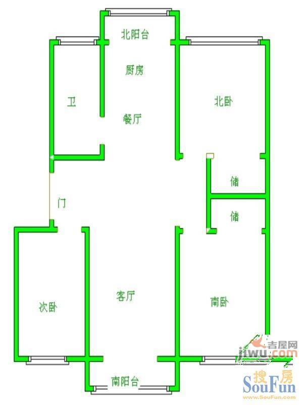 丹凤朝阳2室2厅1卫99.7㎡户型图