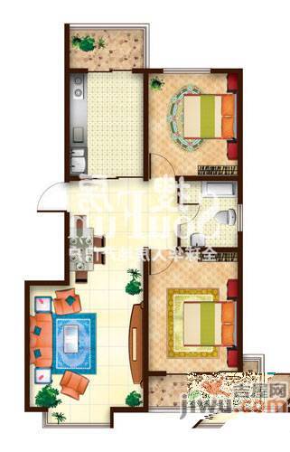 祥润花园2室2厅1卫户型图