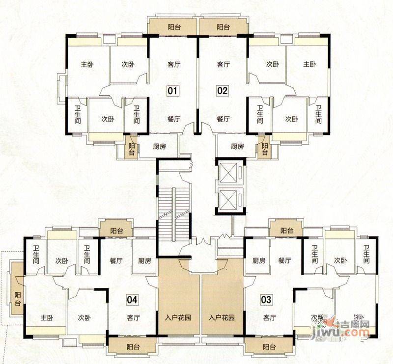 东城四季3室2厅2卫122㎡户型图