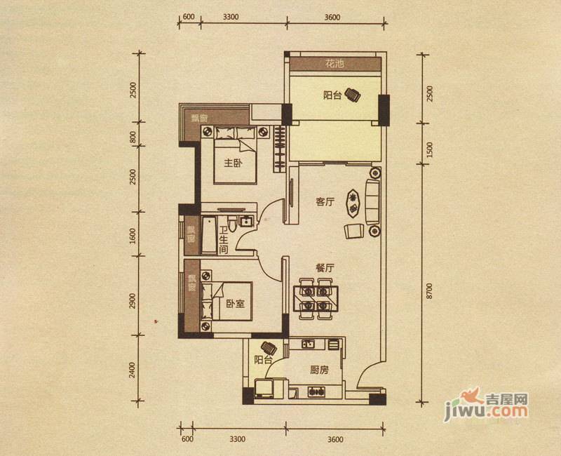 东城四季3室2厅2卫122㎡户型图