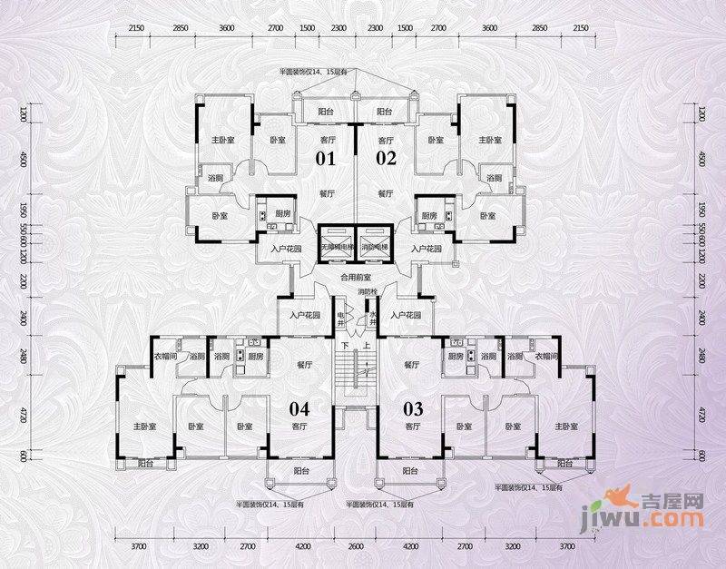 锦绣国际花城3室2厅1卫96.9㎡户型图