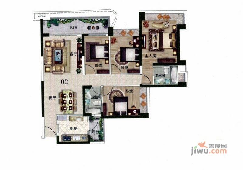 雅居乐约克郡5室2厅2卫141㎡户型图