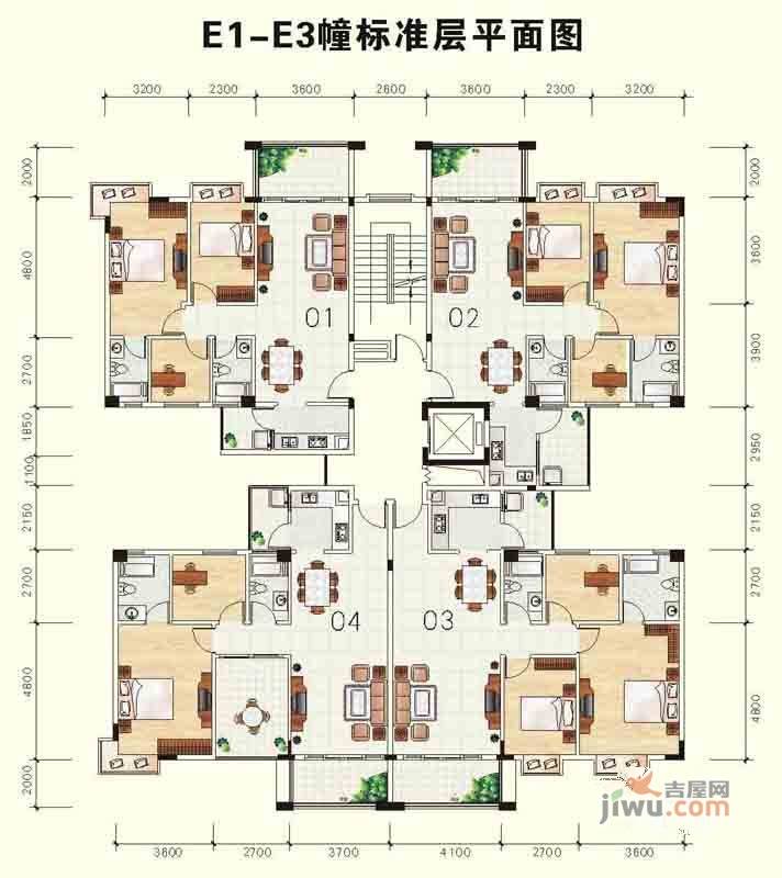 雅芙花园3室2厅2卫90.5㎡户型图