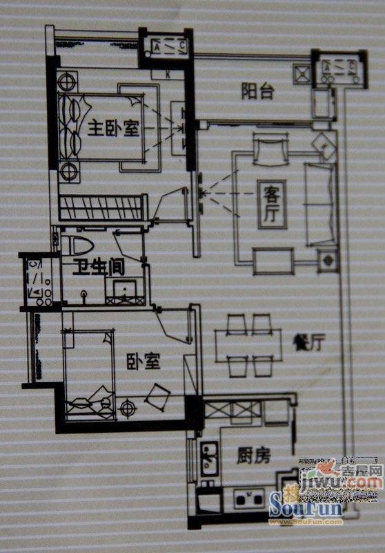 万科金悦华庭2室2厅1卫76㎡户型图