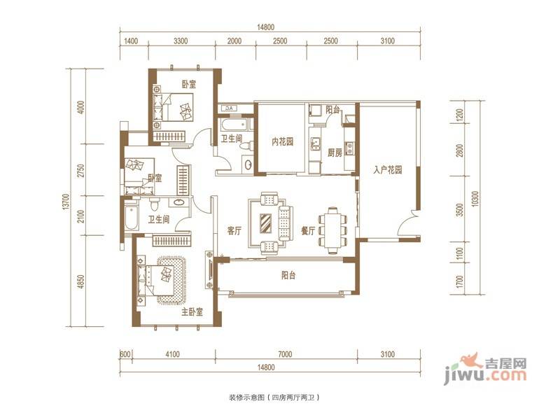 君华新城3室2厅2卫147㎡户型图