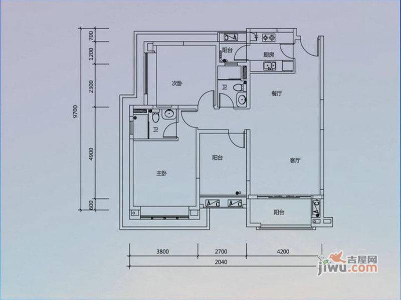 君华新城3室2厅2卫103㎡户型图