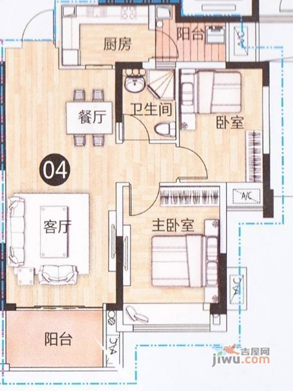 幸福天禧3室2厅2卫90㎡户型图