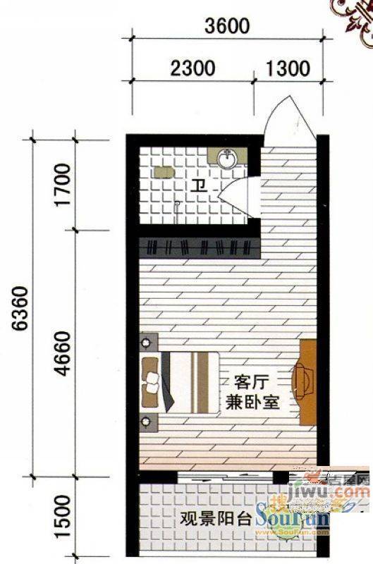 西城新都1室1厅1卫31.9㎡户型图