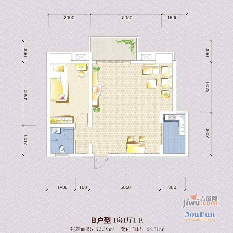 晶都公园林涧3室2厅2卫户型图