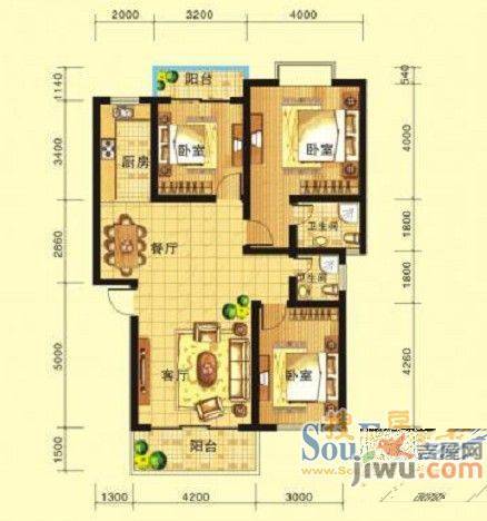 桂林大世界3室2厅2卫户型图