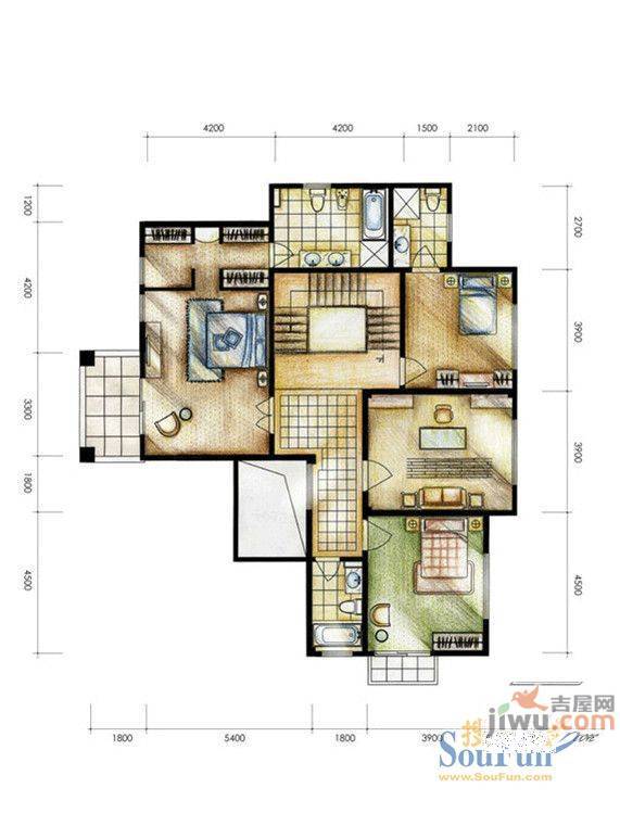 九里香堤4室2厅2卫户型图