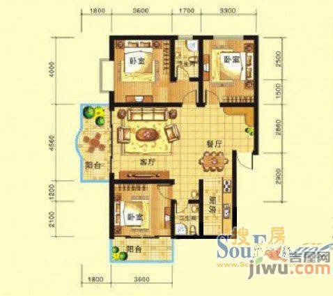 香山画苑3室2厅2卫户型图