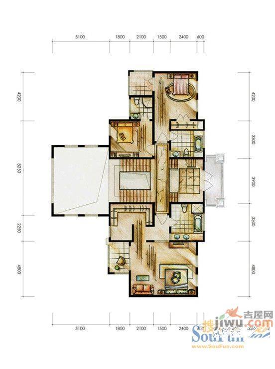 龙聚山庄2室2厅1卫户型图