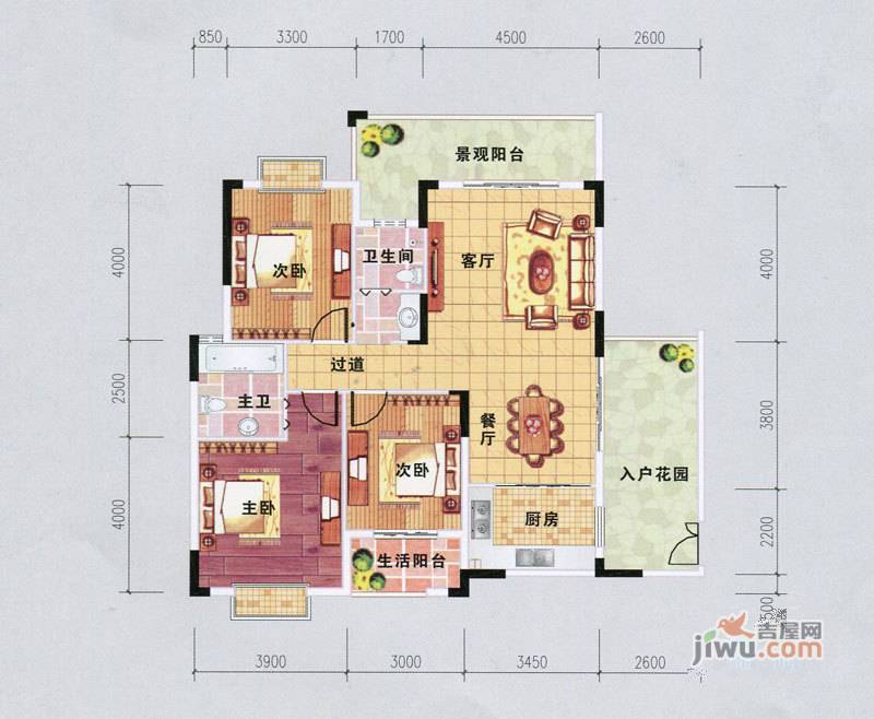 国际西苑3室2厅2卫131.6㎡户型图