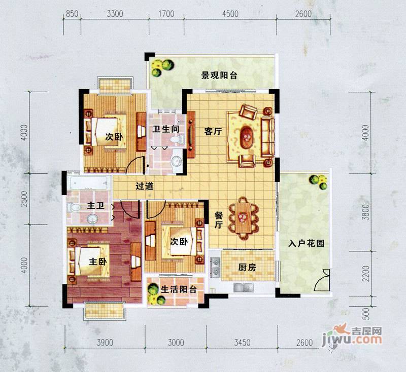 国际西苑3室2厅2卫131.6㎡户型图