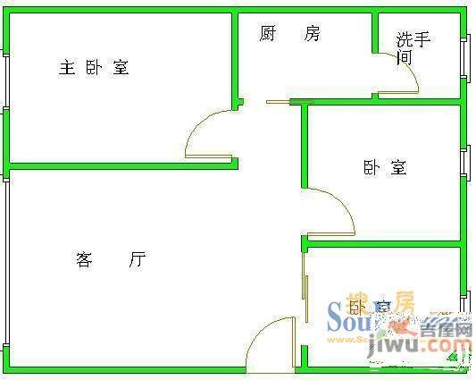 人民路住宅楼2室2厅1卫户型图