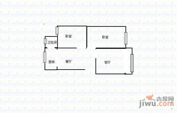 人民路住宅楼2室2厅1卫户型图