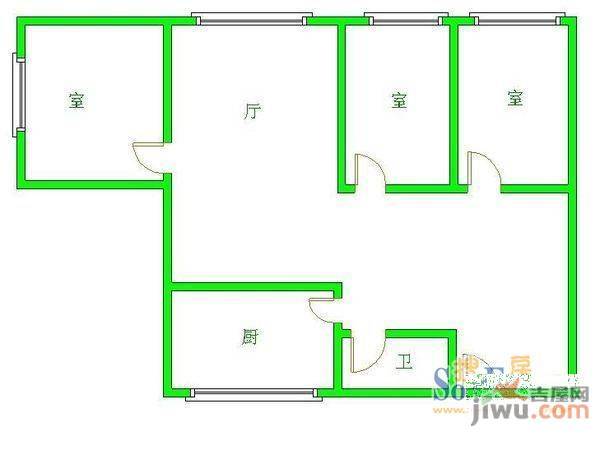 龙隐山庄3室2厅1卫户型图