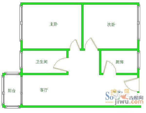 龙隐山庄3室2厅1卫户型图