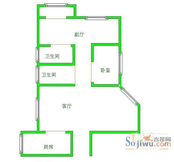 龙隐山庄3室2厅1卫户型图