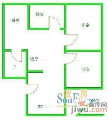 龙隐山庄3室2厅1卫户型图