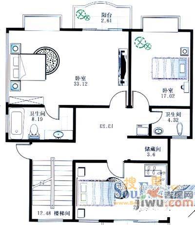 金水湾花园3室1厅2卫户型图