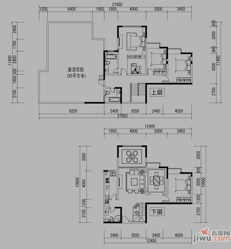 都市道1号4室2厅3卫212.4㎡户型图