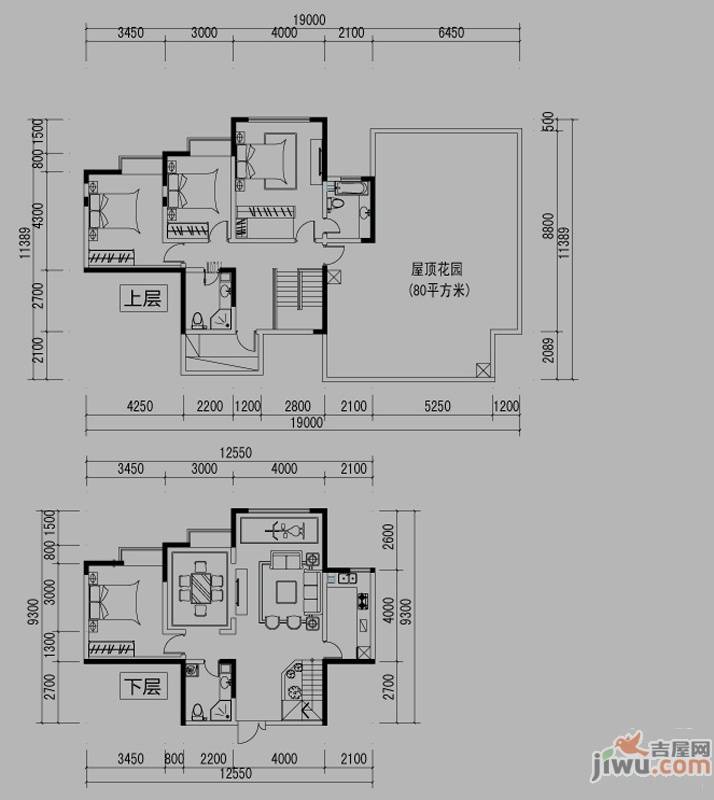 都市道1号4室2厅3卫201.4㎡户型图